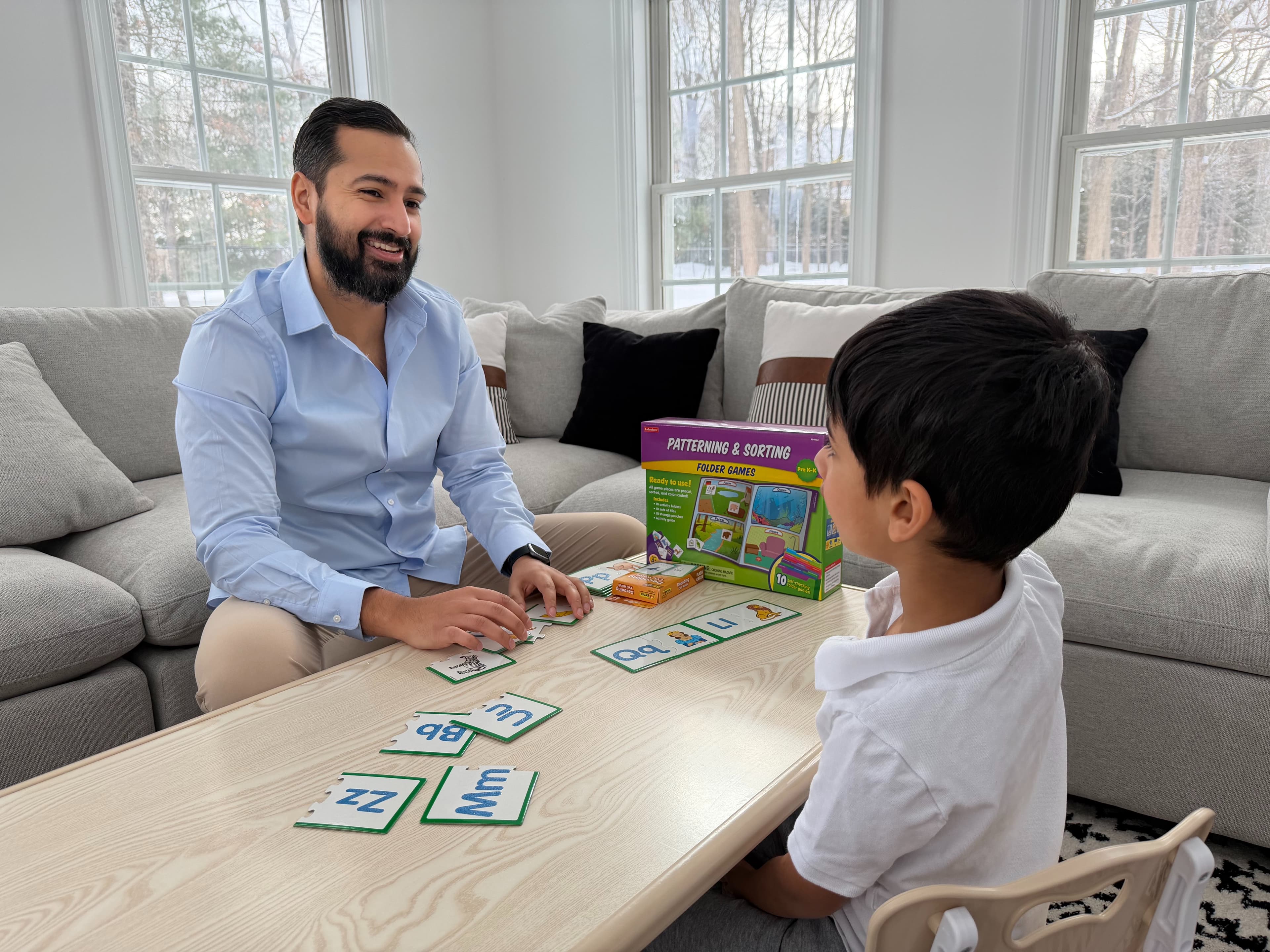 Speech therapy session with learning materials